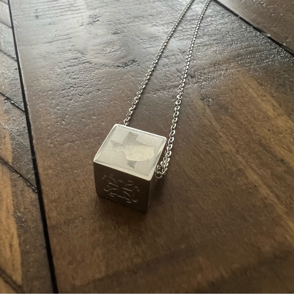 Rustic Cuff Texas State Cube Silver Necklace - image 3